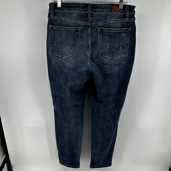 Judy Blue Bleach Splash Boyfriend Fit Jeans High Rise Denim Cuffed Blue 11/30 - Picture 6 of 6